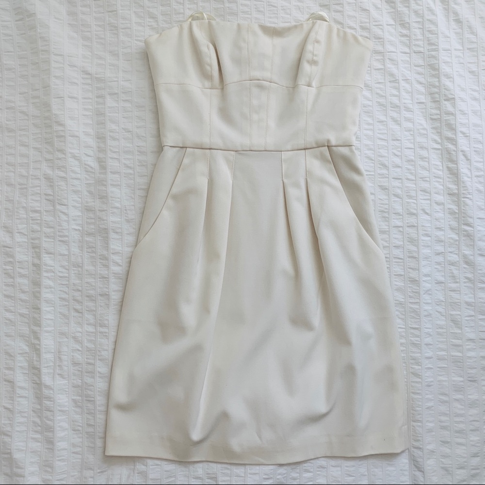 BCBG White/Ivory Strapless Dress